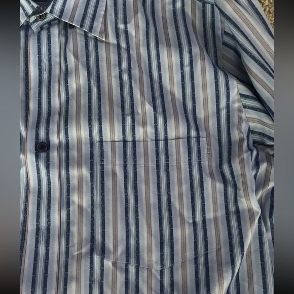 Bugatchi Uomo Men's Blue Striped Cotton Casual Shirt L Large - Picture 3 of 6